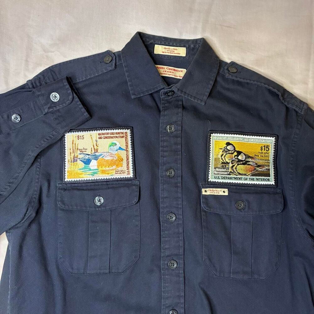 Daniel Cremieux Jeans Duck Stamp Hunting Shirt Men’s Medium Navy Utility